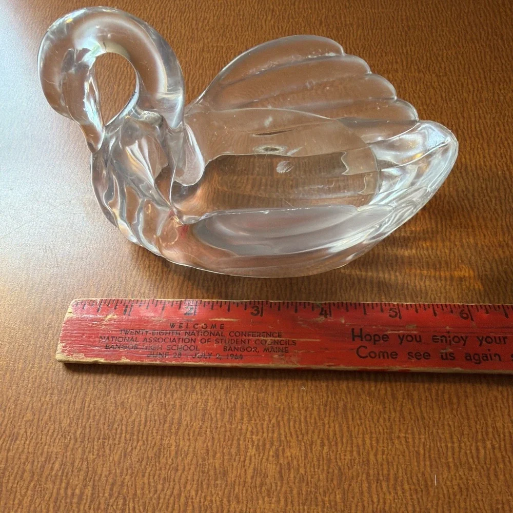 Vintage Swan Soap Dish 70's Kitsch Clear Plastic Lucite Trinket Holder